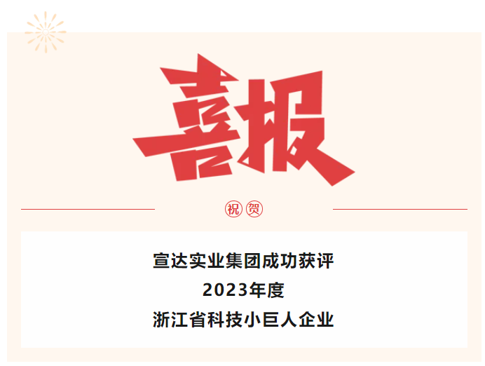 喜報(bào)！宣達(dá)實(shí)業(yè)獲評(píng)2023年度浙江省科技小巨人企業(yè)